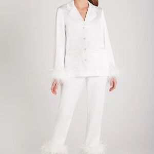 NADINE MERABI Darcie White Satin Pajama Set